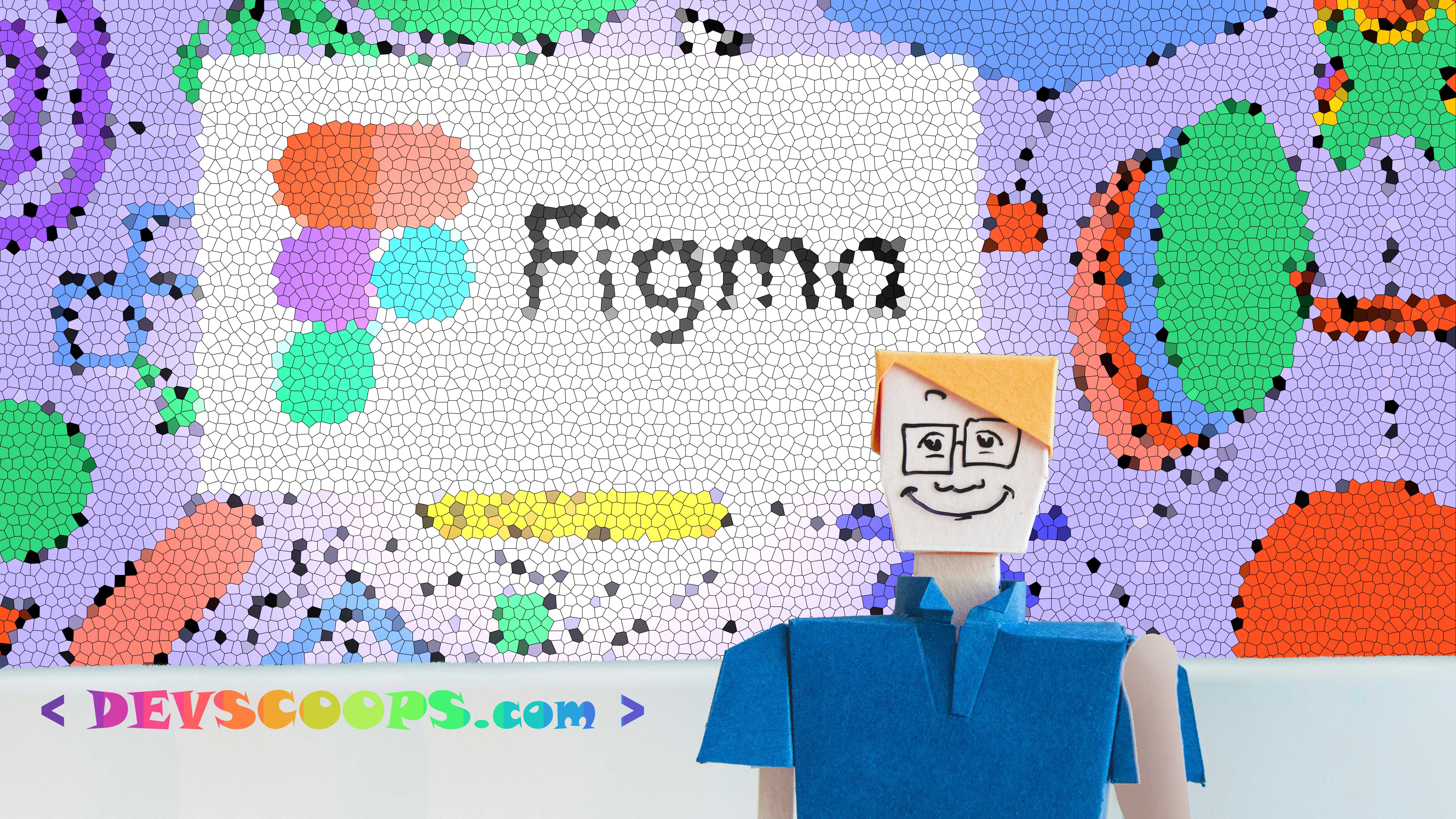 Happy developer with figma background